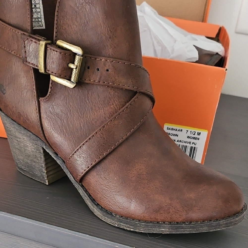 Rocket Dog Brown Faux-Leather Ankle Boot with Buckle
